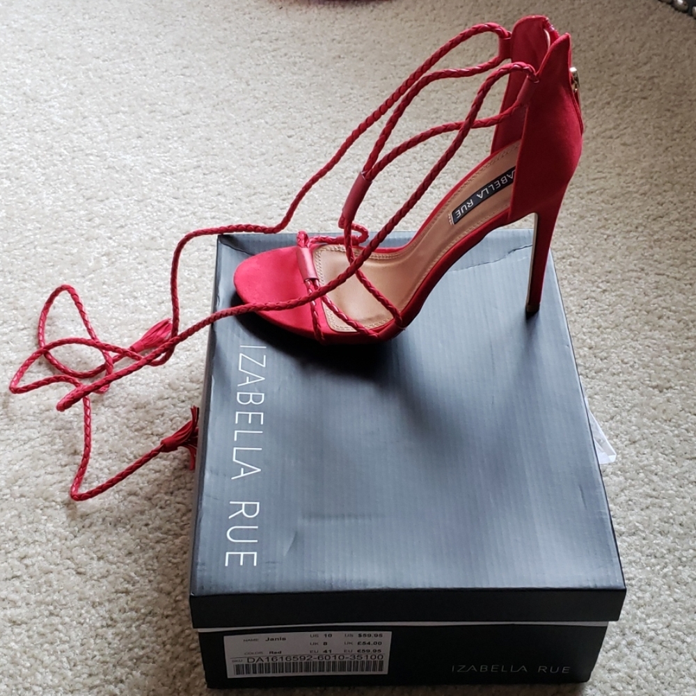 NWT Izabella Rue tie up sexy red sandals 10 / 10.5